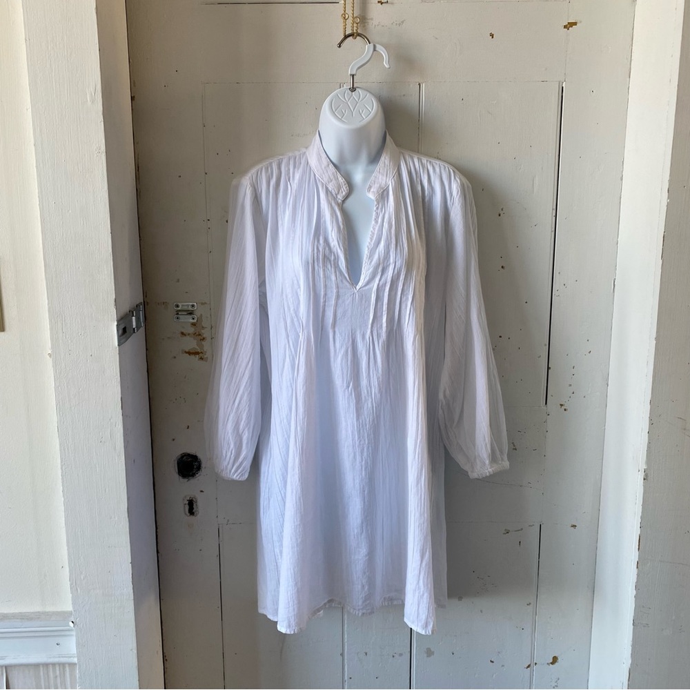 Lauren Ralph Lauren White Poet Boho Peasant Blouse Shirt Tunic Cover-up
